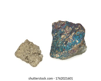 Two Natural Pyrites on a white background, close-up - Shutterstock ID 1762021601