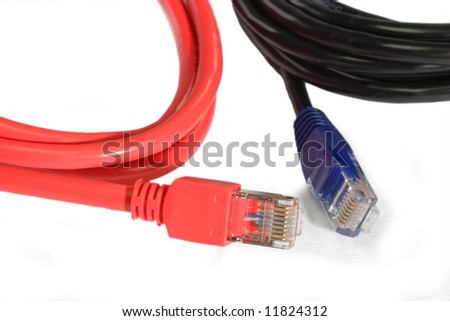 Two network cables on light background