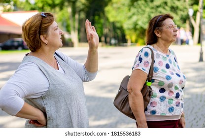 Two nice Mature women relax in a city Park. - Shutterstock ID 1815536183