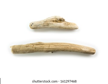 Two Nice Shaped Driftwood, Isolated On White. 