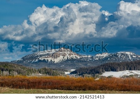 Two Ocean Mountain rises above Togwotee Pass Meadow at Continental Divide, Wyoming