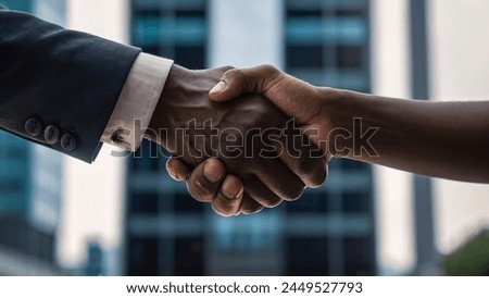 Two office workers are shaking hands