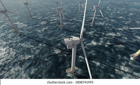 Two offshore workers on the top of the windmill, wind farm