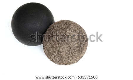 Two old black ball on white background