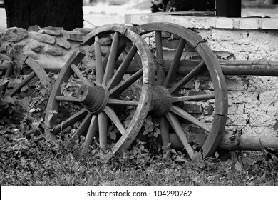 two old wagon wheels