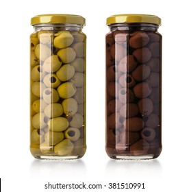 two  olives  bottles  on a white background in bottle with clipping path - Powered by Shutterstock