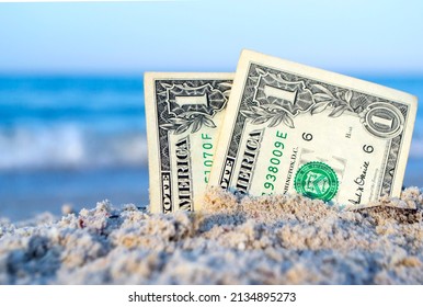 Two One Dollar Bills Half Buried Stock Photo 2134895273 | Shutterstock