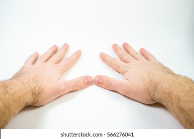 Two Open Empty Hands With Palms Down Isolated On White Background