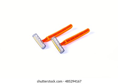 Two Orange Disposable Razors Isolated Stock Photo 485294167 | Shutterstock