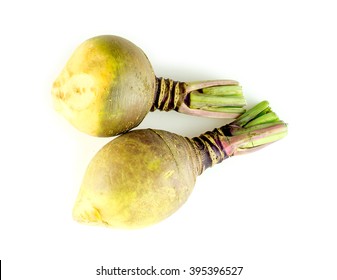 Two Organic Rutabaga Turnips Studio Isolated