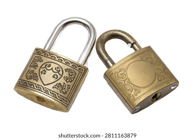 Two Padlocks Isolated on Transparent Background