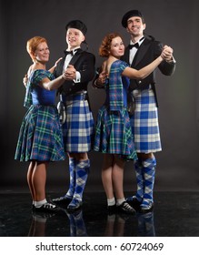 Two Pair Dancing The Scottish Dance In A Kilt