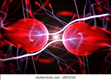 Two Particles Ready To Collide To One Another (artistic Image)