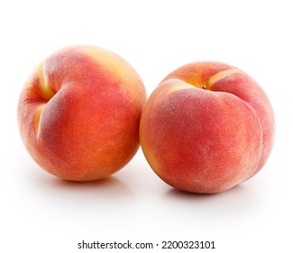 Two peaches isolation on white background - Shutterstock ID 2200323101