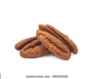 Two pecan nuts isolated over the white background
