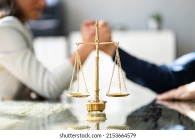 Two People Competing In Legal Fighting In Law Court In Corporate Battle