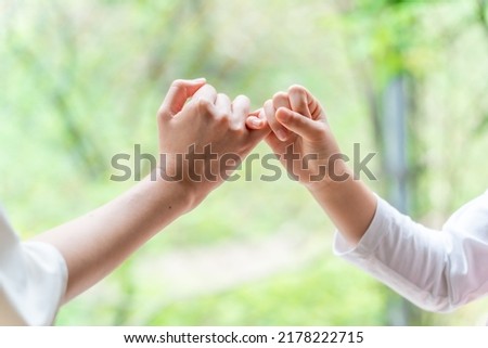 two people crossing little finger together,
concept of pinky swear