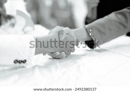 Similar – Image, Stock Photo Female doctor holding hands of patient