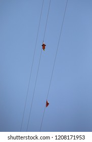 Two Persons Sliding Down Jebel Jais Mountain Via World's Longest Zip Line.