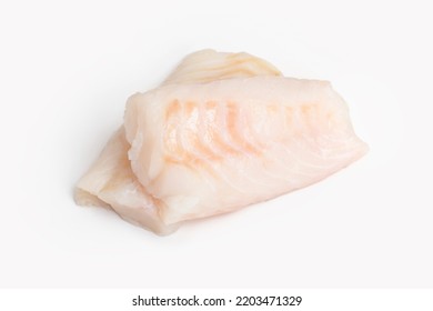 Two A Piece Raw Cod,  Fish On White  Background