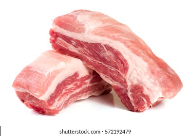 two pieces of pork isolated on white background