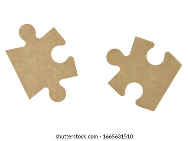 Two Pieces Of Puzzle Isolated On White Background