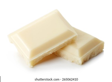 Two pieces of white chocolate isolated on white background