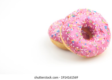 Two pink donuts on a white background - Powered by Shutterstock