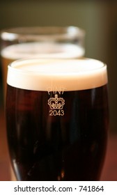 two pints of beer - shallow depth of field