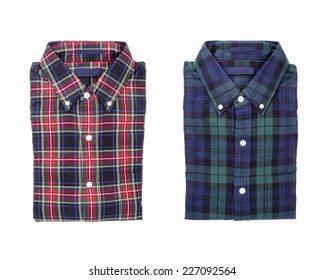 Two Plaid Shirts Isolated on White
