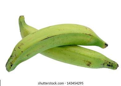 Two Plantain Banana Isolated On White