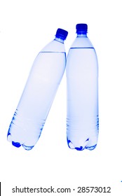 two plastic  1,5 liter bottles water isolated white