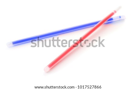 Two plastic glow sticks isolated on white