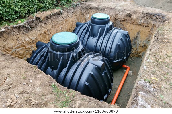 Two Plastic Underground Storage Tanks Placed Stock Photo