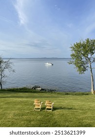 Two points of view: one blue bay