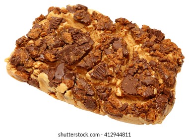 Two Pound Block Of Peanutbutter Chocolate Fluff Fudge Isolated Over White.