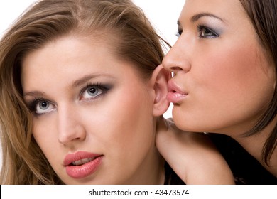Two Pretty Girls Sharing Secret Stock Photo 43473574 Shutt picture