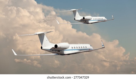 Two private jets flying side by side  - Powered by Shutterstock