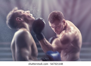 Two professional boxers fighting in the ring