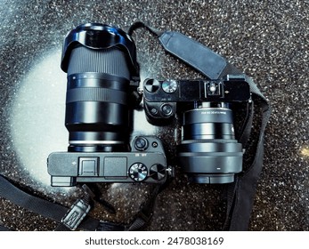 two professional mirrorless cameras, international photography day - Powered by Shutterstock