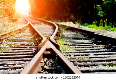 Two Railway Tracks Merge Together.