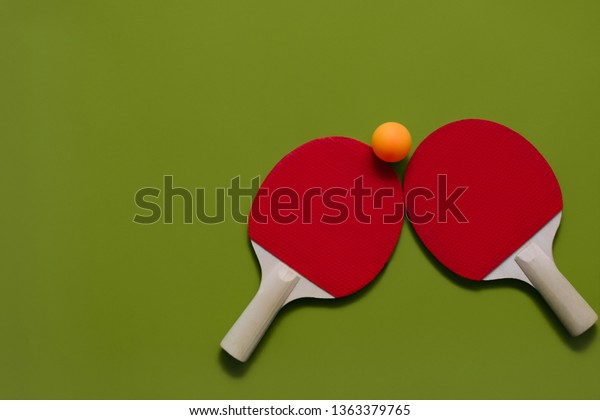 Two Realistic Pingpong Rackets Ball Table Stock Photo Edit Now