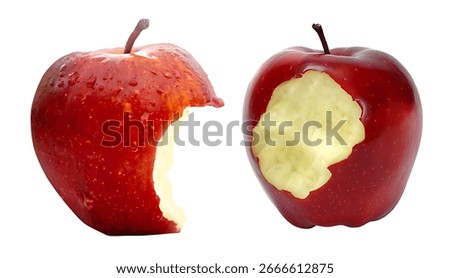 Two red apples bite marks HD images