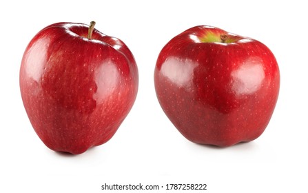 Two red apples resting on a white background, with shadows. - Shutterstock ID 1787258222