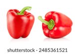 two red bell peppers on white isolated white background