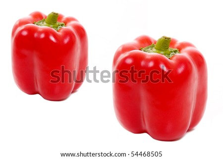 Two red paprikas isolated on white, studio shot Photo stock © 