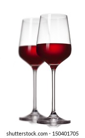 Two Red Wine Glasses Isolated On White