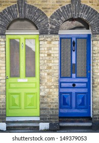 Two Residential Terrace House Front Doors