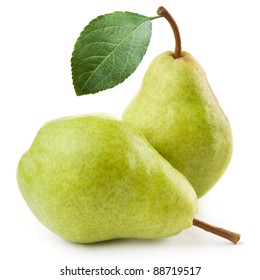 two ripe pears isolated on white background - Shutterstock ID 88719517