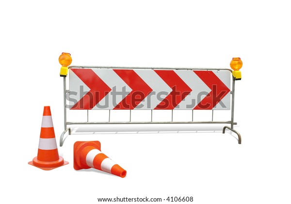 Two Road Guards Red Stripe Barrier Stock Photo 4106608 | Shutterstock